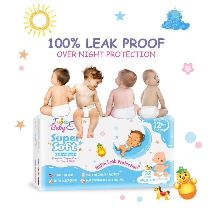 Premium Diaper Pants M32 + Baby Wipes + Diaper Cream + Baby Powder