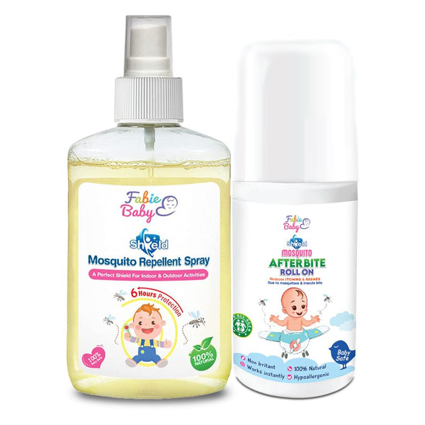 Baby Shield Duo: 100% Natural Mosquito Repellent Spray for Kids, 100 ml + After Bite Roll On For Redness & Rashes, 40 ml (Combo Pack)