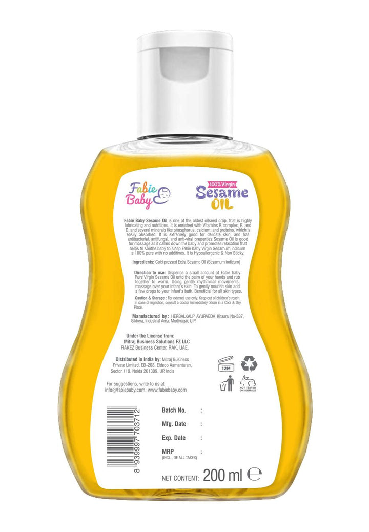 Sesame oil massage baby oil
