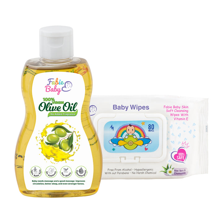 Baby Olive Oil with Baby Wipes